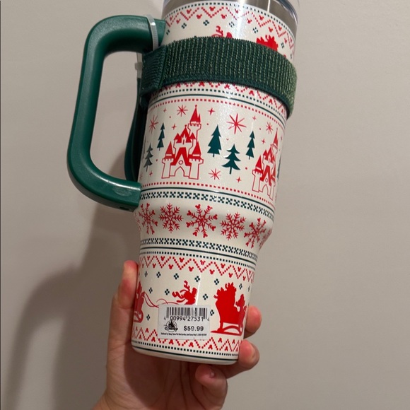 Disney parks Christmas Festive Castle Holiday tumbler Cup with pocket Holder - Picture 3 of 4